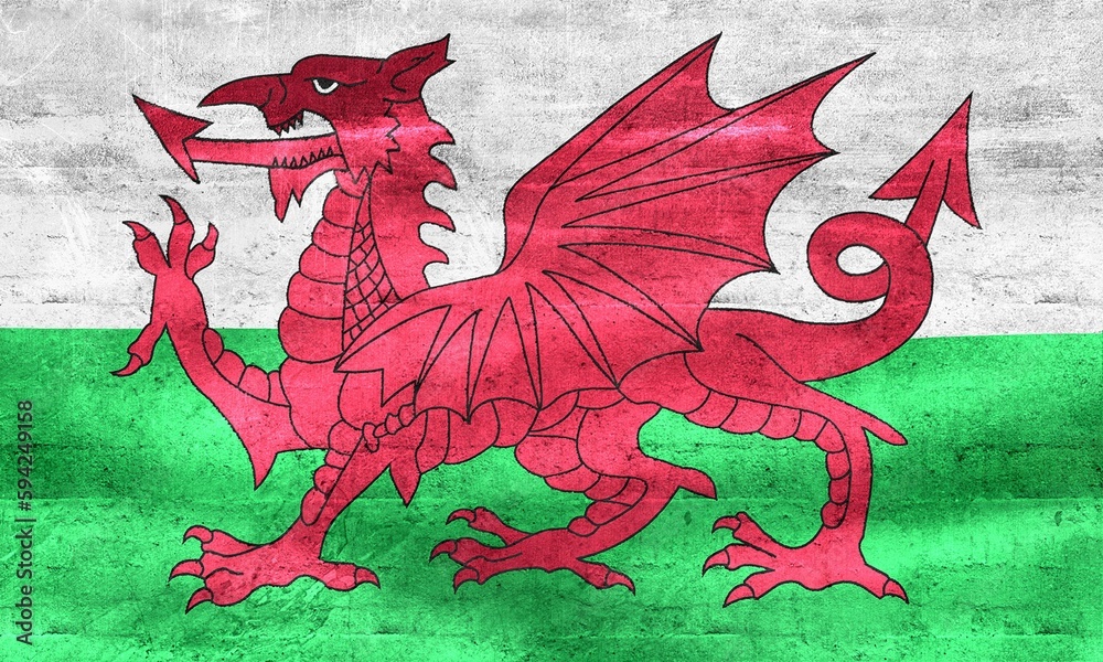 Wales flag - realistic waving fabric flag Wales flag - realistic waving fabric flag