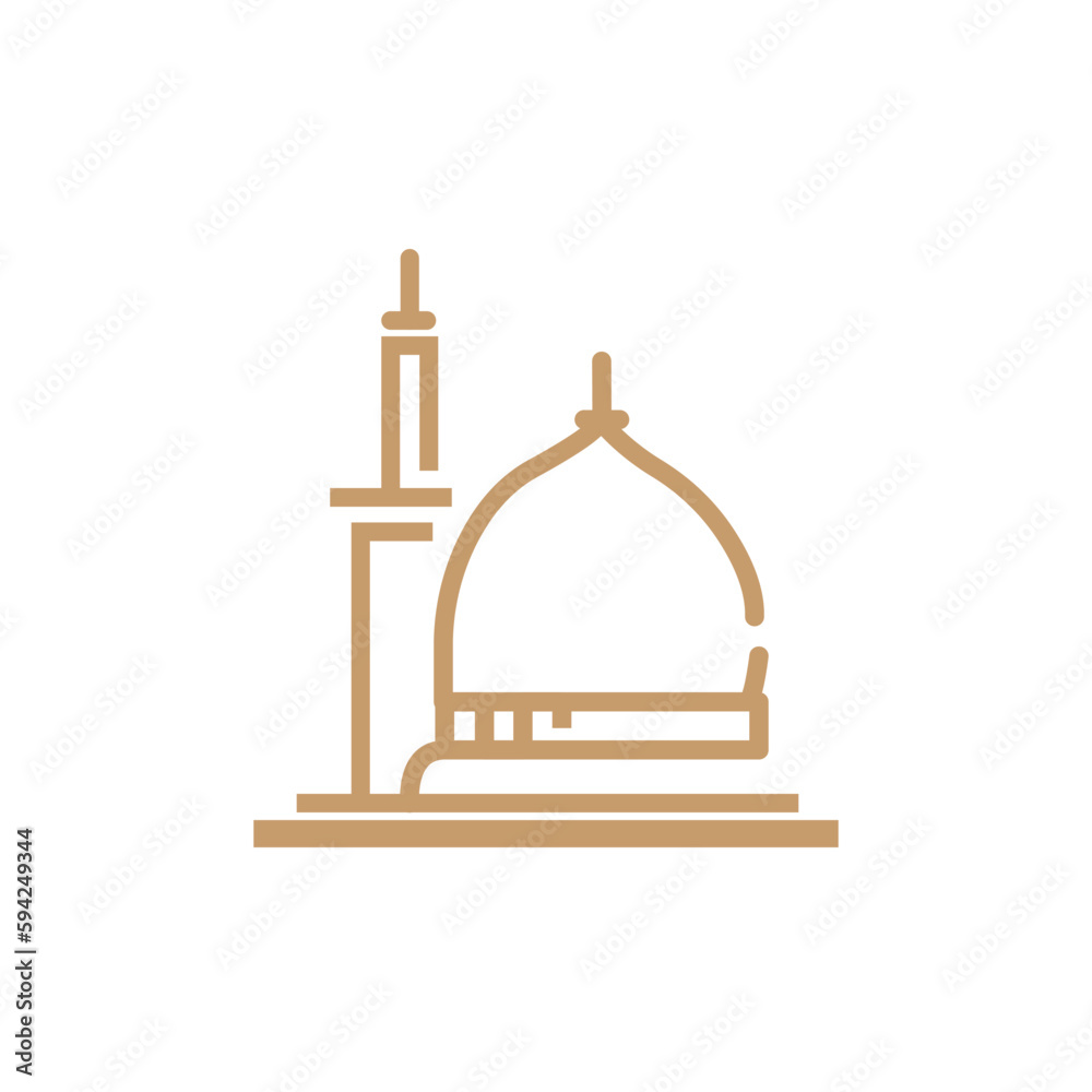 mosque of madinah icon with thin line style use for islamic event, web ...