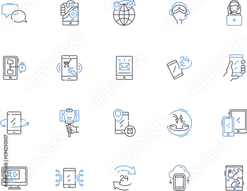 Cybernetic line icons collection. Augmentation, Bionic, Cognition, Control, Cyborg, Digital, Enhancement vector and linear illustration. Evolution,Future,Haptic outline signs set