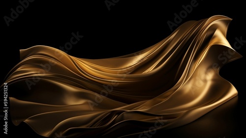 Golden silk waving, wallpaper, Generative AI