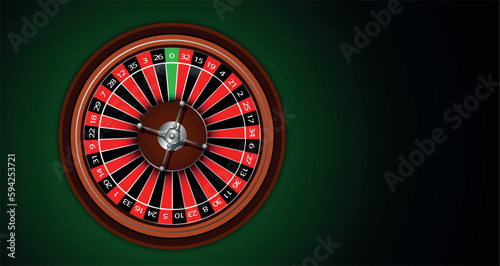 casinò, ruota della roulette, sul tappeto verde, concetto gioco d'azzardo, croupier photo
