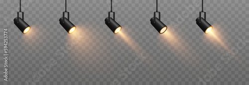 Vector set of light source. Light from a spotlight png. Studio, studio lighting png. Spotlight png. Yellow light. Light effect.