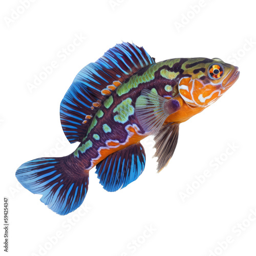 mandarin dragonet fish , isolated on transparent background cutout , generative ai photo