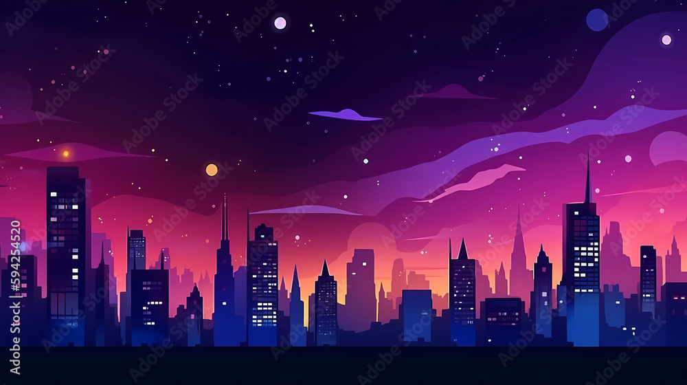 neon futuristic city, cyberpunk with moon in the background. generative ai