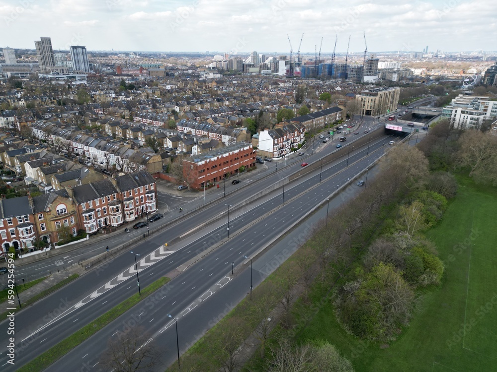 Highway in Wansworth southwest London UK Drone, Aerial,