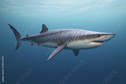 3D rendered illustration of a tiger shark. Generative AI © Emily