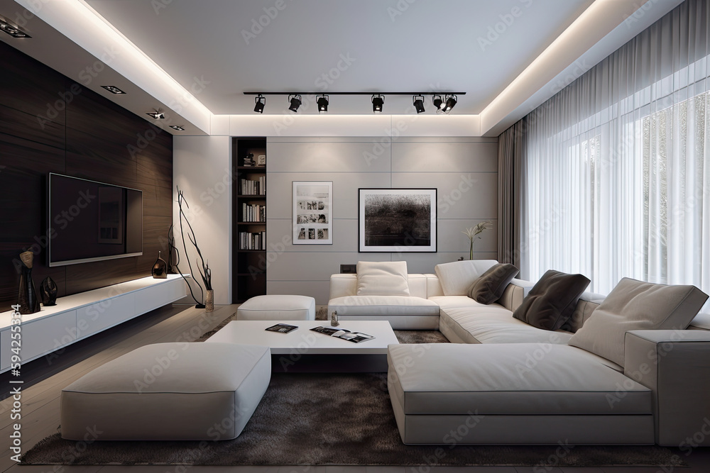 Fototapeta premium Elegant, modern and comfortable living room interior design 