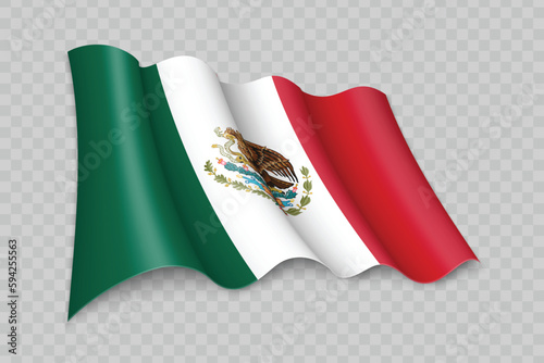 3D Realistic waving Flag of Mexico