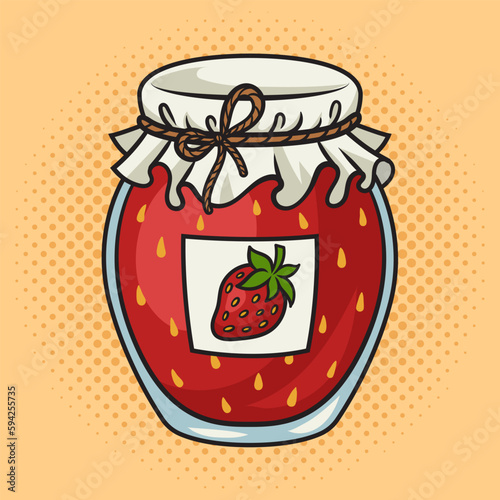 Strawberry jam pinup pop art retro vector illustration. Comic book style imitation.