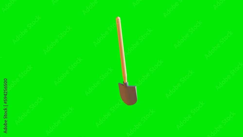 3d animation of spinning shovel on green screen 3d animation of spinning shovel on green screen