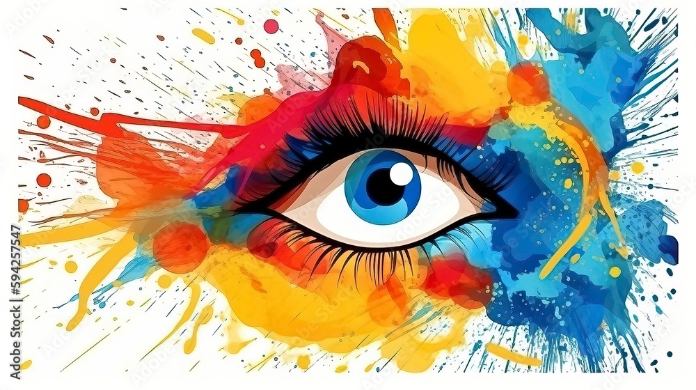 Abstract woman eye watercolor splash art beautiful graphic