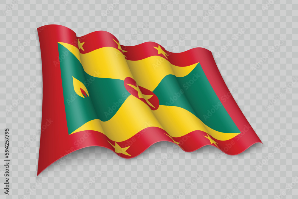 Obraz premium 3D Realistic waving Flag of Grenada