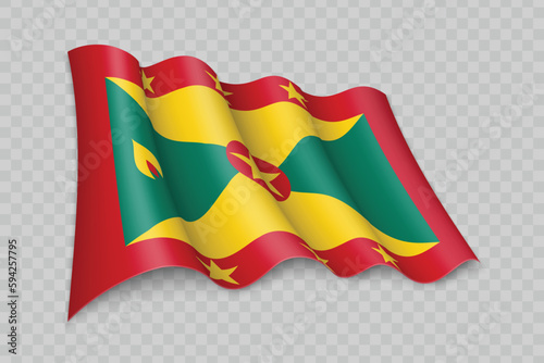 3D Realistic waving Flag of Grenada