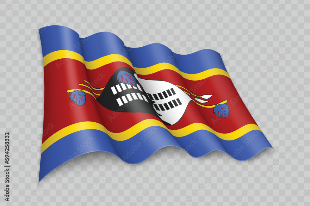 Obraz premium 3D Realistic waving Flag of Eswatini