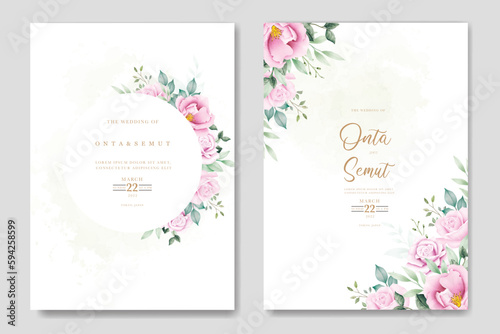 wedding invitation card floral rose watercolor