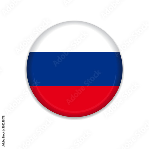 Russia flag button isolated on a white background
