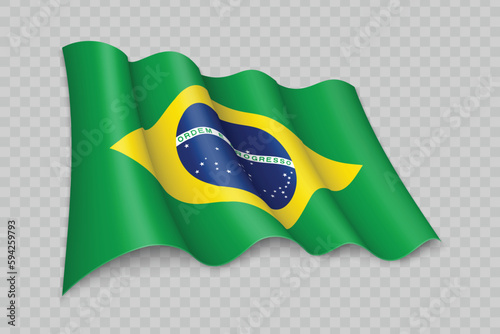 3D Realistic waving Flag of Brazil