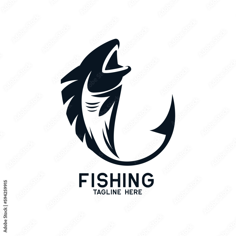 Fototapeta premium Fishing logo isolated on white background, vector illustration