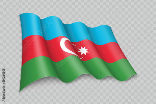 3D Realistic waving Flag of Azerbaijan
