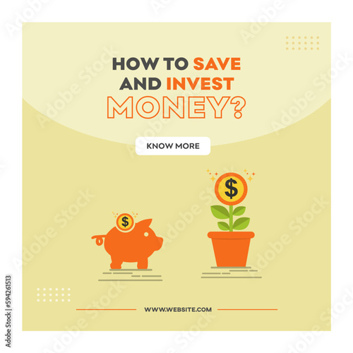 Investment Templates, Grow your Investment, Business Growth, Savings - Invest, Money, Dollar Symbol, Banking, Financer, Blog post, Banking - Social Media Vector templates  photo