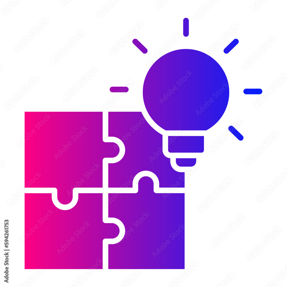 Innovation, Creativity, Problem-solving,
Insight, Inspiration, Ingenuity, Brainstorming, Idea generation, Puzzle-solving vector editable icon.
