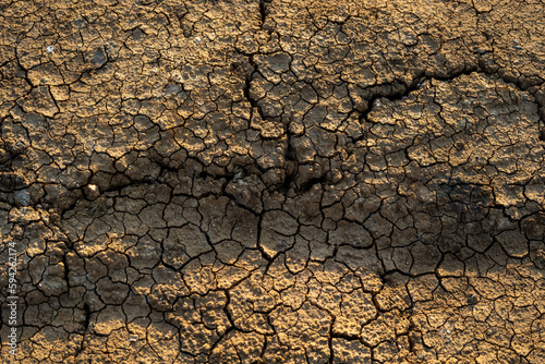Global warming Dry cracks in the land Drought surface Climate changes the soil.