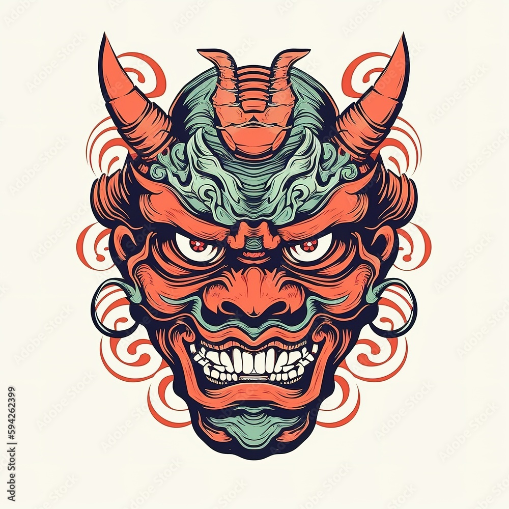 Demon face illustration design generative ai
