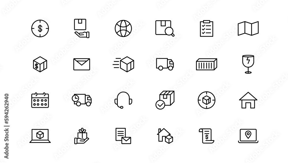 Delivery line icons set. Shipping icon collection. Vector Delivery line icons set. Shipping icon collection. Vector