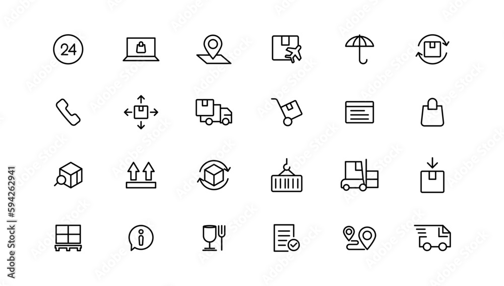 Delivery line icons set. Shipping icon collection. Vector Delivery line icons set. Shipping icon collection. Vector
