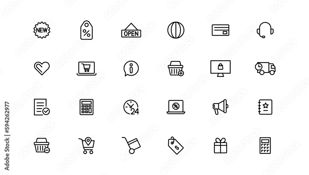 Shopping and retail line icons set. E-Commerce and retail outline icons collection. Shopping, gifts, store, shop, delivery, marketing, store, money, price Shopping and retail line icons set. E-Commerce and retail outline icons collection. Shopping, gifts, store, shop, delivery, marketing, store, money, price