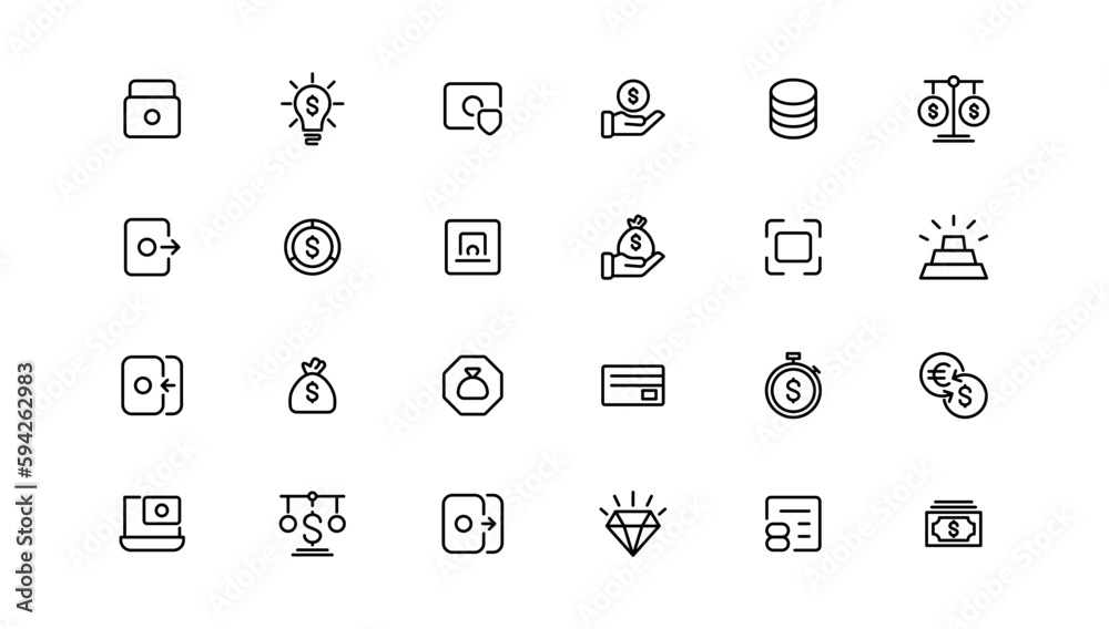 finance and money outline line icons set finance and money outline line icons set