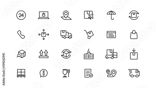 Delivery line icons set. Shipping icon collection. Vector