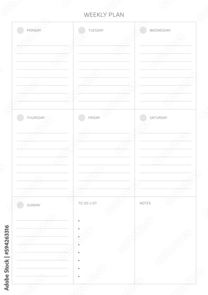 A weekly plan design template in a modern, simple, and minimalist style ...