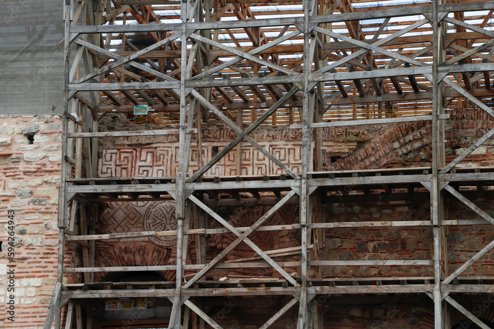 Restoration of a medieval palace. The Byzantine work in Istanbul is being restored again.