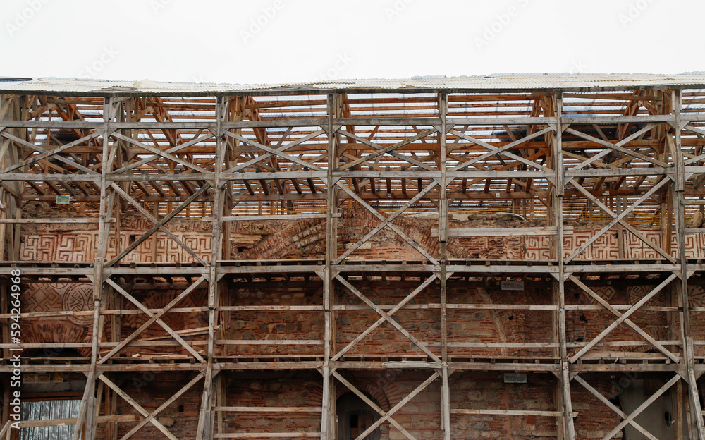 Restoration of a medieval palace. The Byzantine work in Istanbul is being restored again. Restoration of a medieval palace. The Byzantine work in Istanbul is being restored again.