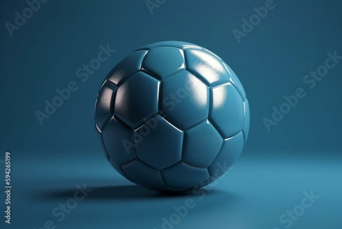 Blue soccer ball or football on blue background  3D rendering. Generative AI