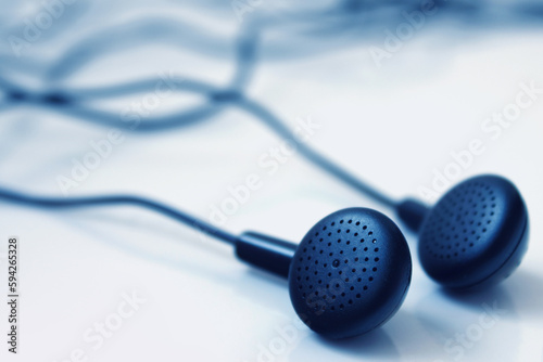 Close up headphones on a white background. Horizontal image.