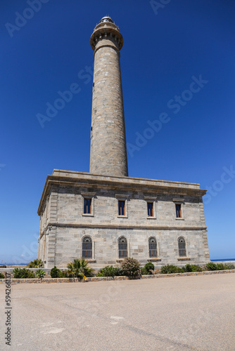 Beautiful Cabo de Palos lighthouse on a sunny day of Spring