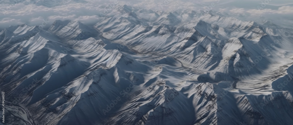 Fototapeta premium Experience the grandeur of a mountain aerial view showcased in a textured board poster background. A scenic illustration capturing the essence of nature's beauty created using generative AI tools