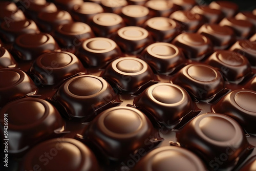 Luxury chocolates background. Praline chocolate sweets. Generative AI