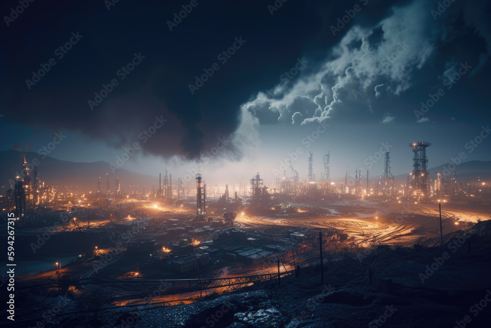 Industrial area of the city. Generative AI Industrial area of the city. Generative AI