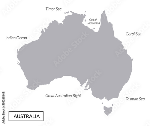 Australia map, grey map 