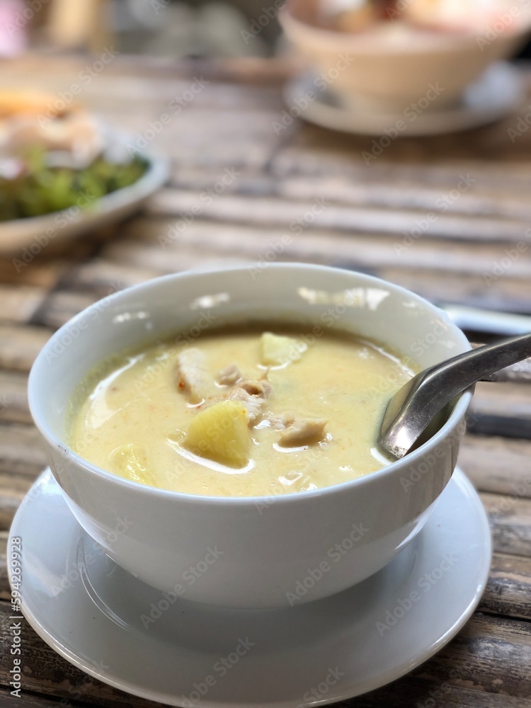 Yellow curry with pineapple, Amphoe Ko Pha-ngan, Nakhon Si Thammarat, Thailand Yellow curry with pineapple, Amphoe Ko Pha-ngan, Nakhon Si Thammarat, Thailand