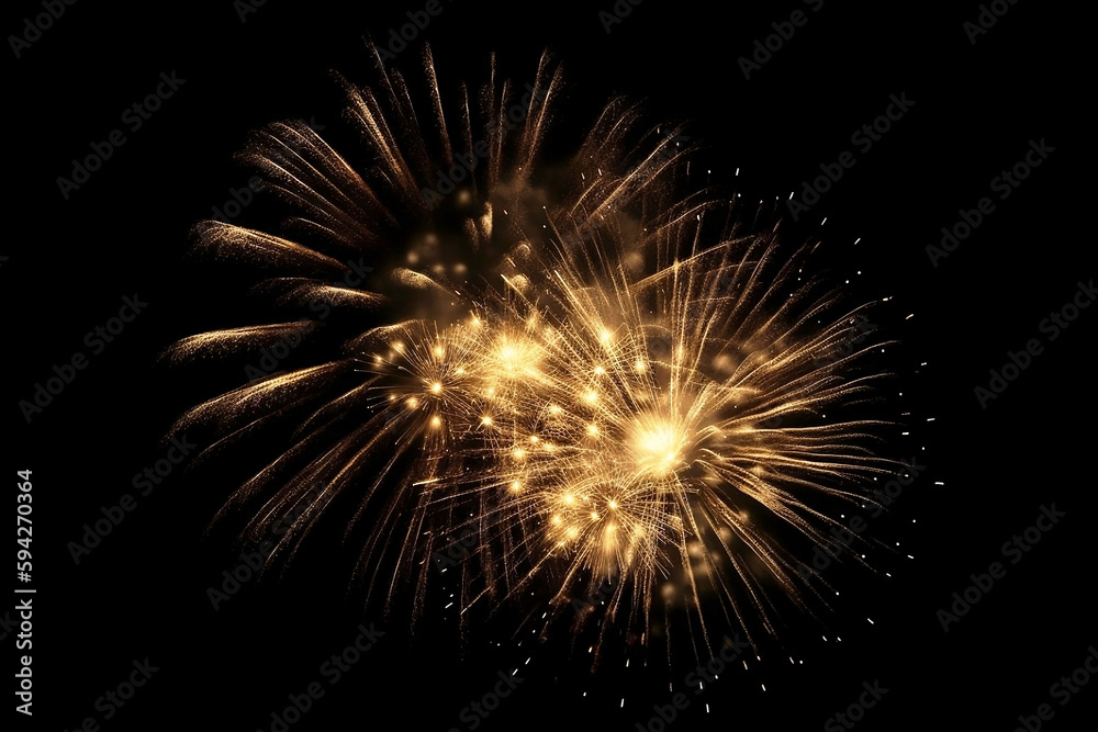Golden Firework on Black Isolated Background with illustration light Glow Golden Firework on Black Isolated Background with illustration light Glow