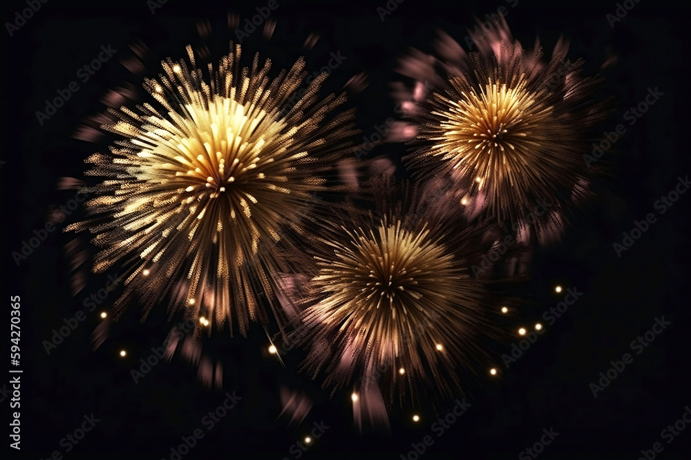 Golden Firework on Black Isolated Background with illustration light Glow Golden Firework on Black Isolated Background with illustration light Glow