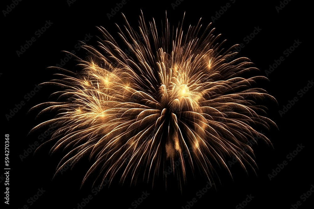 Golden Firework on Black Isolated Background with illustration light Glow Golden Firework on Black Isolated Background with illustration light Glow