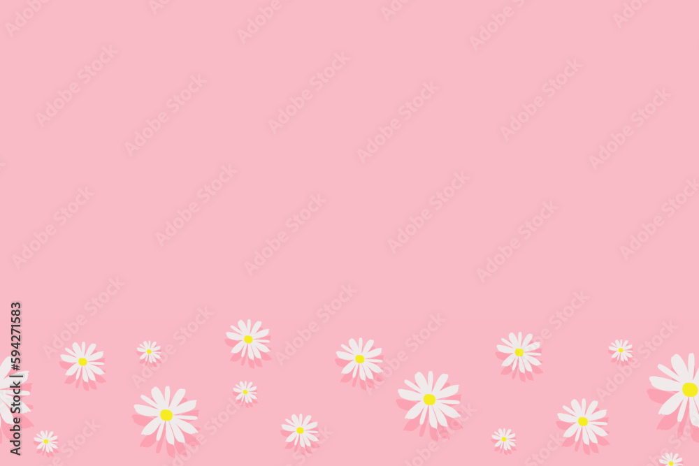 Fototapeta premium Cute minimal flower birthday party celebration background border with copy space. Vector illustration