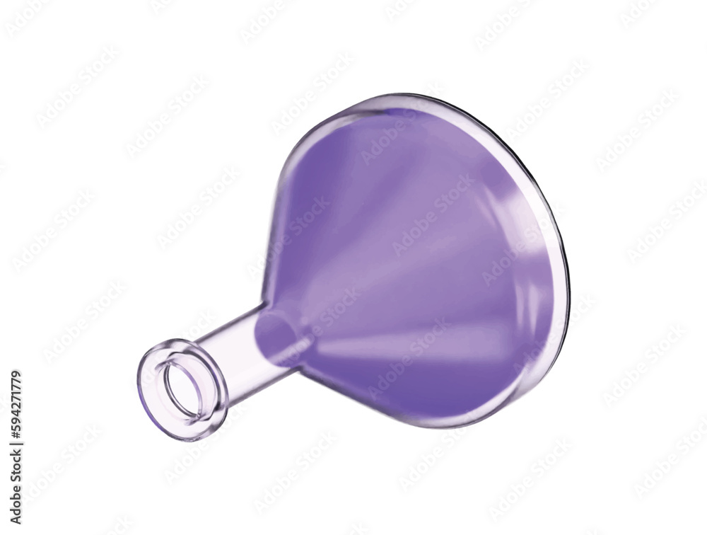 Transparent glass laboratory flask. flask filled with liquid icon 3d rendering vector illustration