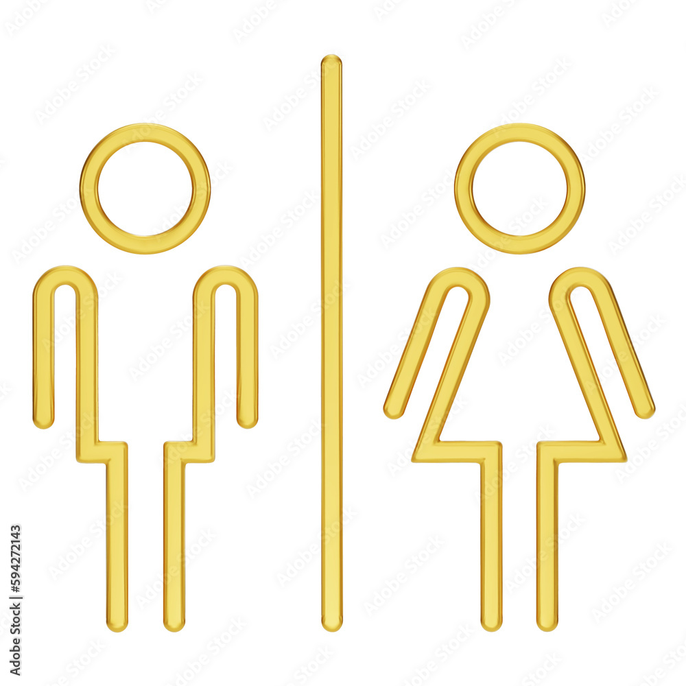 Gold Men and women restroom icon in white background, men and women ...