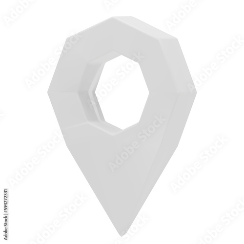 Map white pointer isolated on background. White location pin or navigation. 3D Locator mark of map pointer, symbol, and position. 3D png illustration.
